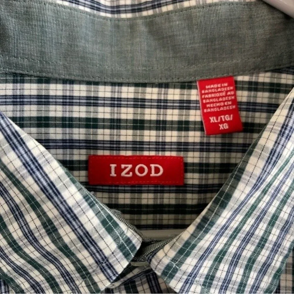 IZOD Long Sleeve Plaid Button Down Mens Shirt 100% Cotton XL - Picture 4 of 8